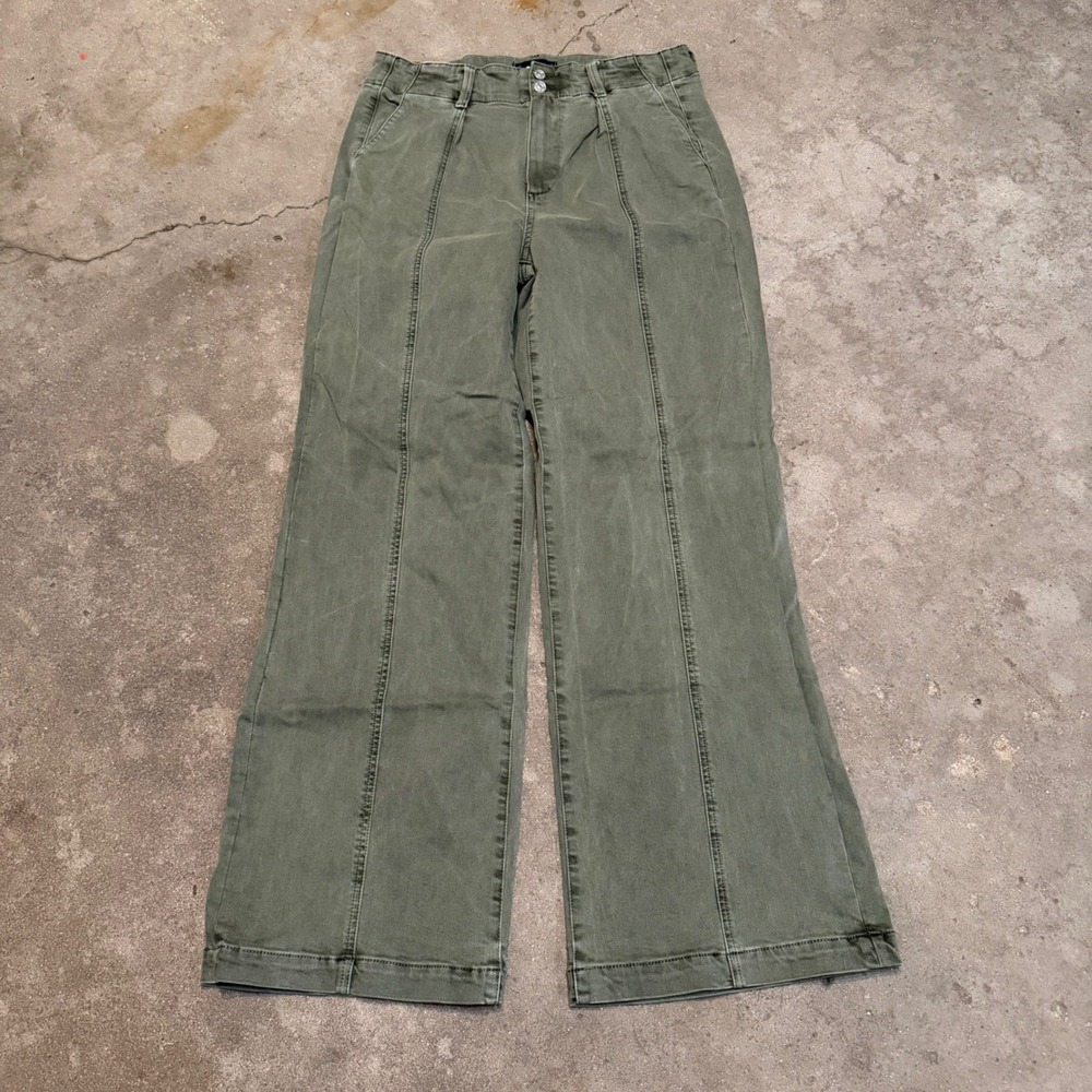 Paige Wide Leg Pants Men 29x32 Green High Rise Seam Detail Baggy 7798G29-6338